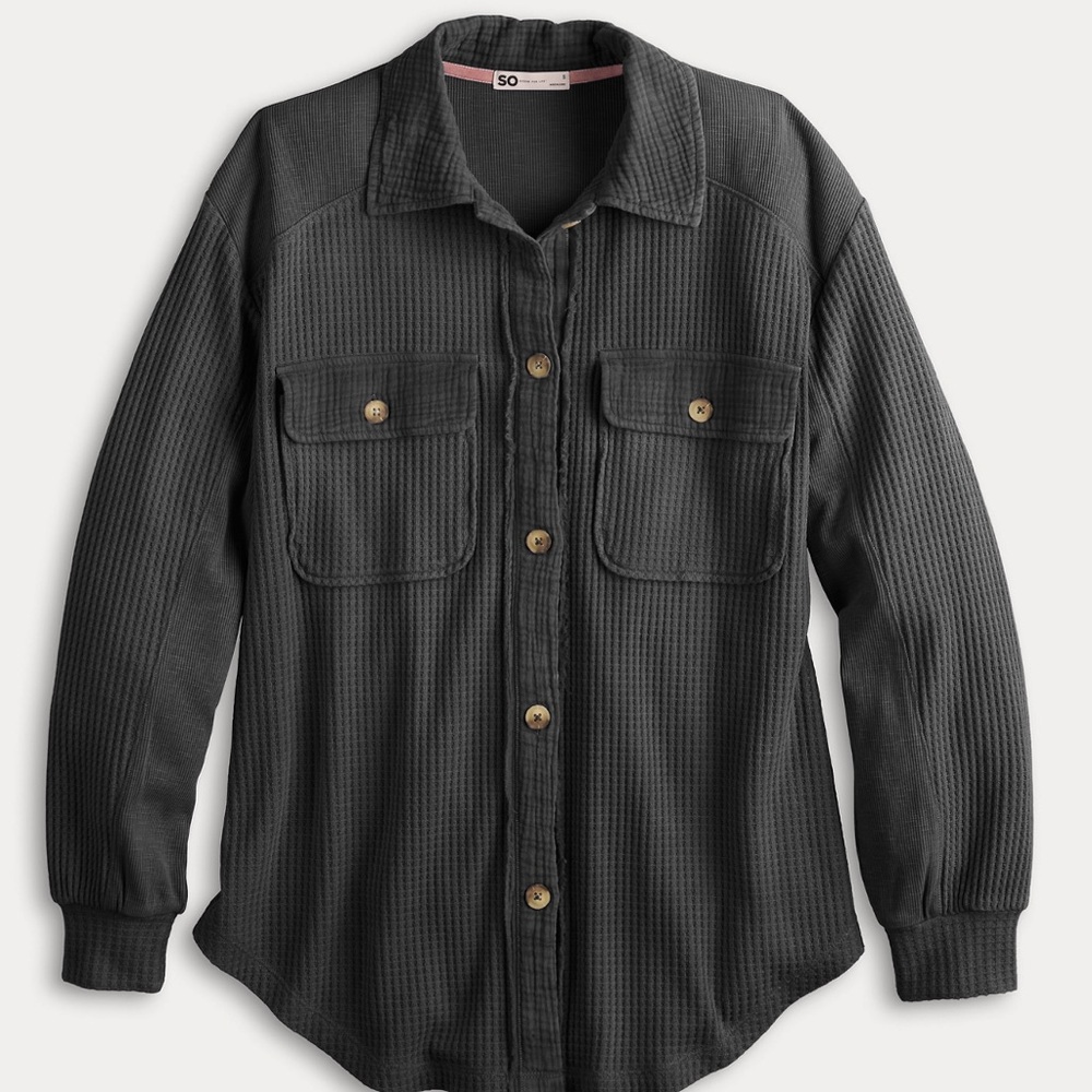 Women’s SO Waffle Knit Shacket, size XXL